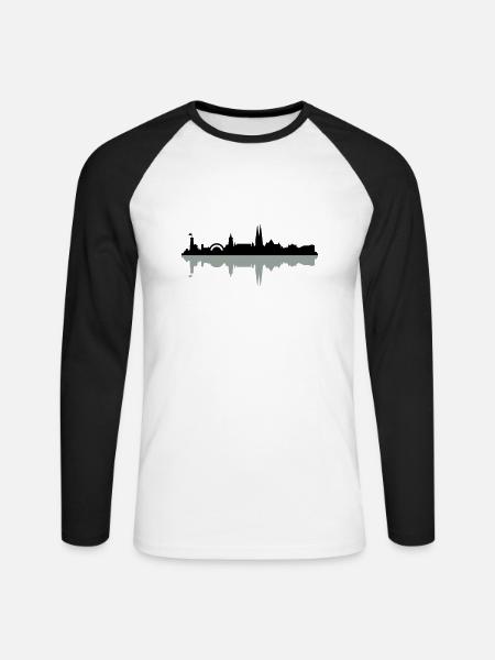 Skyline Bielefeld - Unisex Baseballshirt langarm - Weiß/Schwarz