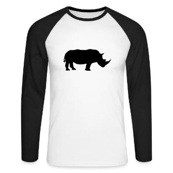 Nashorn - Unisex Baseballshirt langarm - Weiß/Schwarz - Vorne - Nik (191cm)