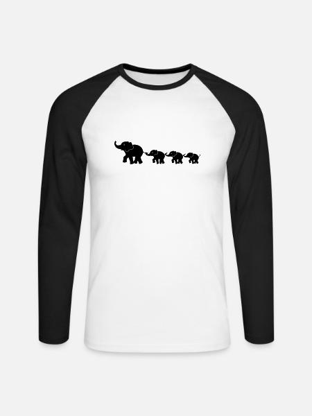 Elephanten Familie - Unisex Baseballshirt langarm - Weiß/Schwarz