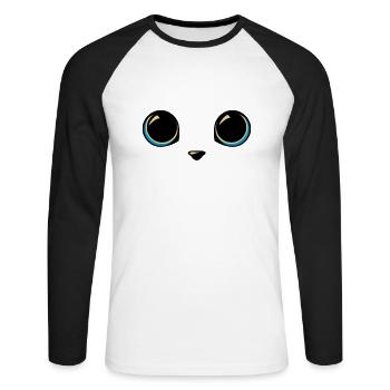 yeux chat - T-shirt baseball manches longues Homme - blanc/noir - Devant - Nik (191cm)