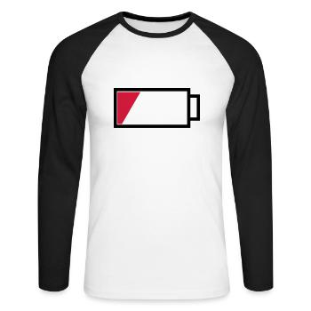Battery empty - Unisex Long Sleeve Baseball T-Shirt - white/black - Front - Nik (191cm)