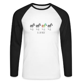 Zebra rainbow be different - Unisex Long Sleeve Baseball T-Shirt - white/black - Front - Nik (191cm)