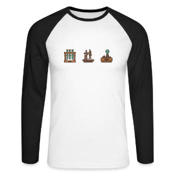 Retro Science Icon Set - T-shirt baseball manches longues Homme - blanc/noir - Devant - Nik (191cm)