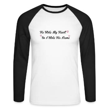 Stole My Heart - T-shirt baseball manches longues Homme - blanc/noir - Devant - Nik (191cm)