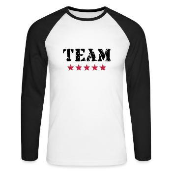 Team, 5 Stars, Player, Club, Sports, Winner, Best, - Unisex Long Sleeve Baseball T-Shirt - white/black - Front - Nik (191cm)