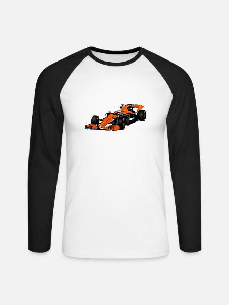 Racecar - Rennauto - Unisex Baseballshirt langarm - Weiß/Schwarz