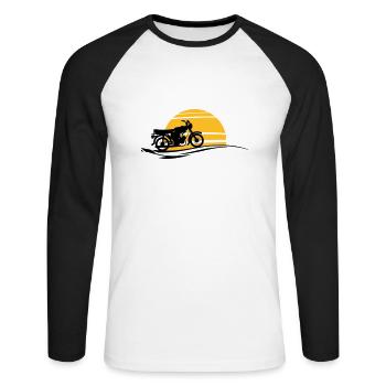 Fahrzeug - Simson Sonne - Unisex Baseballshirt langarm - Weiß/Schwarz - Vorne - Nik (191cm)