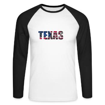 TEXAS - Unisex Baseballshirt langarm - Weiß/Schwarz - Vorne - Nik (191cm)