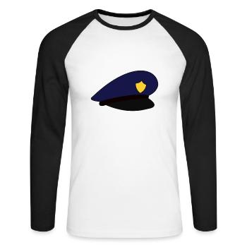 Polizeimütze Mütze Polizei - Unisex Baseballshirt langarm - Weiß/Schwarz - Vorne - Nik (191cm)