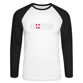savoyard logo blc - Unisex Baseballshirt langarm - Weiß/Schwarz - Vorne - Nik (191cm)