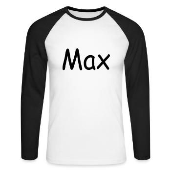 Max - Unisex Long Sleeve Baseball T-Shirt - white/black - Front - Nik (191cm)