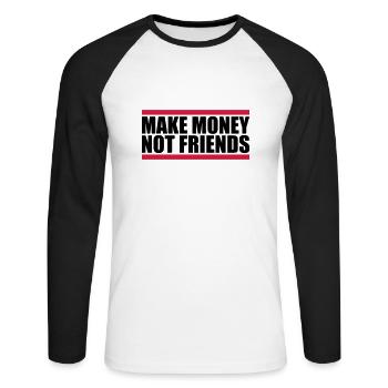 Make Money Saying - Unisex Long Sleeve Baseball T-Shirt - white/black - Front - Nik (191cm)