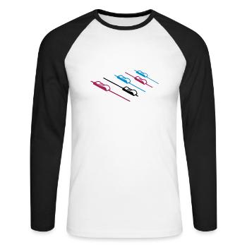 DJ Musik Mischpult - Unisex Baseballshirt langarm - Weiß/Schwarz - Vorne - Nik (191cm)