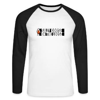 goose on the loose - Unisex Baseballshirt langarm - Weiß/Schwarz - Vorne - Nik (191cm)