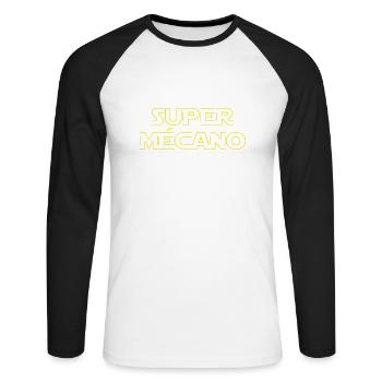 Super mecano - T-shirt baseball manches longues Homme - blanc/noir - Devant - Nik (191cm)