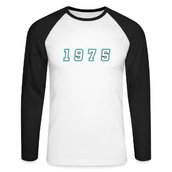 1975 Year Number - Unisex Long Sleeve Baseball T-Shirt - white/black - Front - Nik (191cm)