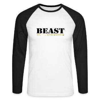 Bête tout noir - T-shirt baseball manches longues Homme - blanc/noir - Devant - Nik (191cm)