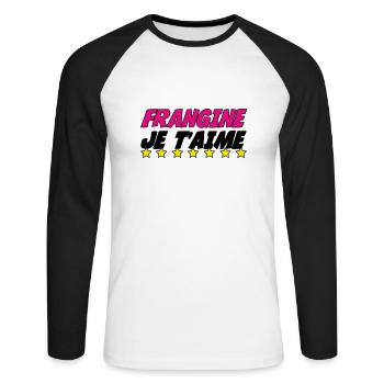 SCHWESTER, ICH LIEBE DICH - Unisex Baseballshirt langarm - Weiß/Schwarz - Vorne - Nik (191cm)