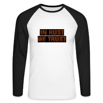 Dans la rouille, nous faisons confiance - T-shirt baseball manches longues Homme - blanc/noir - Devant - Nik (191cm)