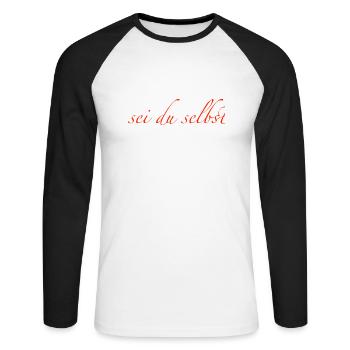 sei du selbst - Unisex Baseballshirt langarm - Weiß/Schwarz - Vorne - Nik (191cm)