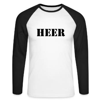 Heer schwarz - Unisex Baseballshirt langarm - Weiß/Schwarz - Vorne - Nik (191cm)
