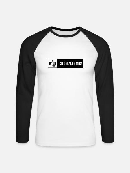 Ich gefalle mir! (Facebook Button) - Unisex Long Sleeve Baseball T-Shirt - white/black