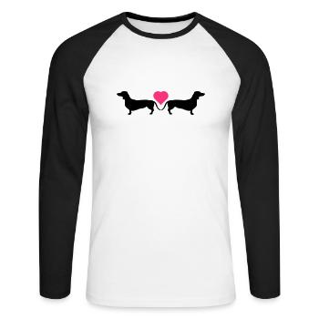 Mein Herz für Dackel - Unisex Baseballshirt langarm - Weiß/Schwarz - Vorne - Nik (191cm)