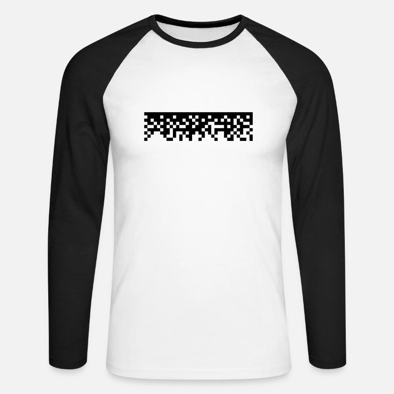 Pixel - Unisex Baseballshirt langarm - Weiß/Schwarz