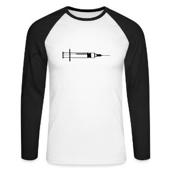 Aiguille de seringue d'injection 1c - T-shirt baseball manches longues Homme - blanc/noir - Devant - Nik (191cm)