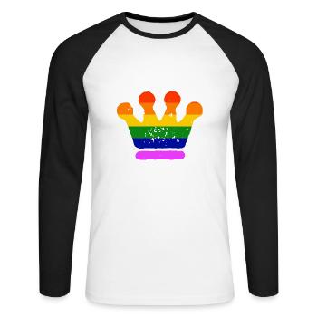 LGBT Gay Pride Crown Crown CSD Rainbow - T-shirt baseball manches longues Homme - blanc/noir - Devant - Nik (191cm)