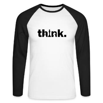 Think Schach Denksport Schachmeister Geschenk - Unisex Baseballshirt langarm - Weiß/Schwarz - Vorne - Nik (191cm)