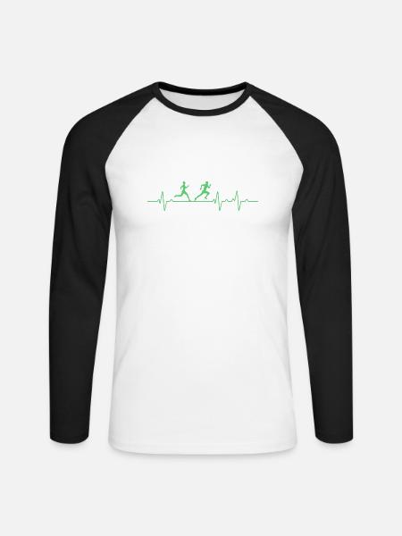Heartbeat Jogging Running - Unisex Long Sleeve Baseball T-Shirt - white/black