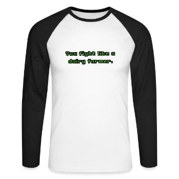 Dairy Farmer 2 - Unisex Baseballshirt langarm - Weiß/Schwarz - Vorne - Nik (191cm)