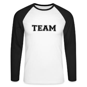 Team - Unisex Baseballshirt langarm - Weiß/Schwarz - Vorne - Nik (191cm)