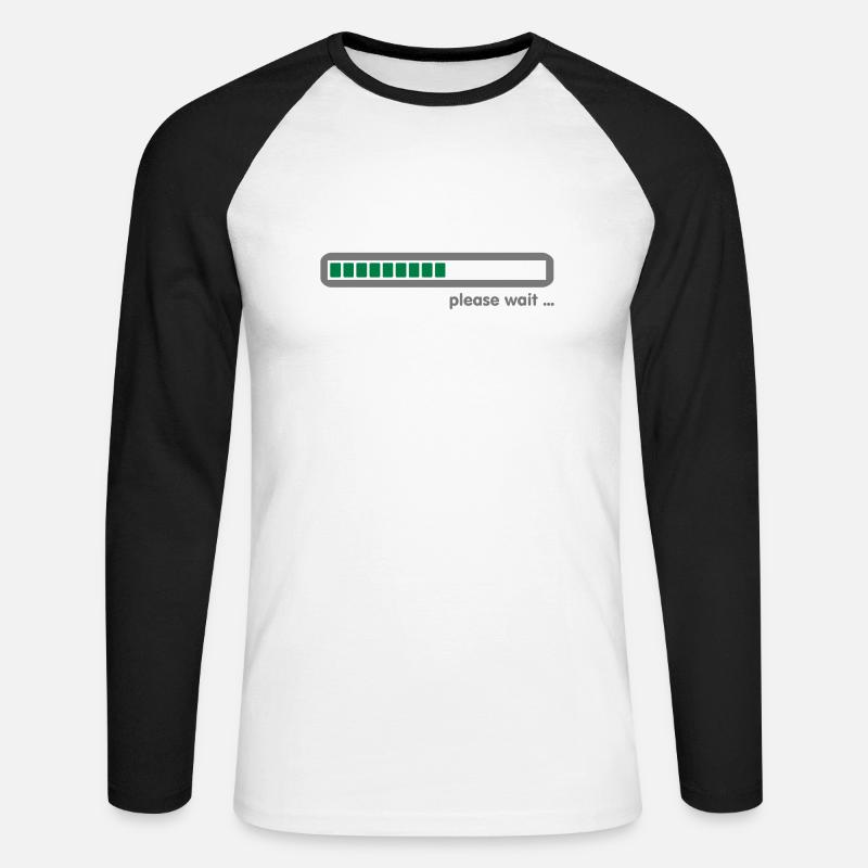 loading ... please wait (2c) - Unisex Baseballshirt langarm - Weiß/Schwarz