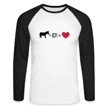 Esel plus ich gleich Liebe - Unisex Baseballshirt langarm - Weiß/Schwarz - Vorne - Nik (191cm)