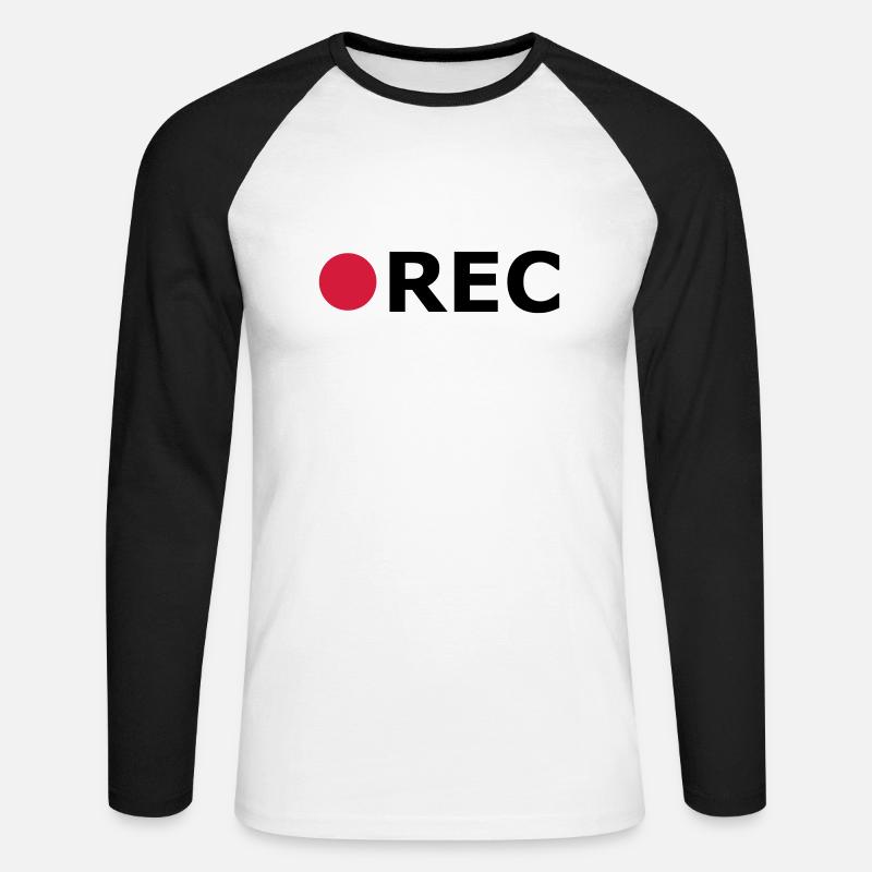 RECORD - Unisex Baseballshirt langarm - Weiß/Schwarz