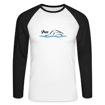 Natation libre - T-shirt baseball manches longues Homme - blanc/noir - Devant - Nik (191cm)