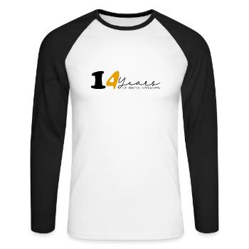Jahrgang 2010 Lustig 14 Jahre Bday Männer Frauen - Unisex Baseballshirt langarm - Weiß/Schwarz - Vorne - Nik (191cm)