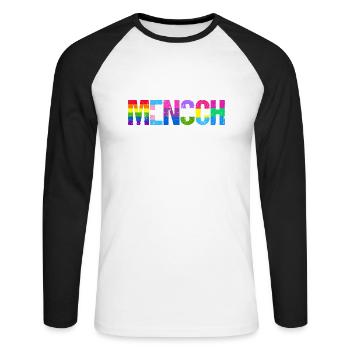 Mensch Pride Month LGBT LGBTQ - Unisex Baseballshirt langarm - Weiß/Schwarz - Vorne - Nik (191cm)