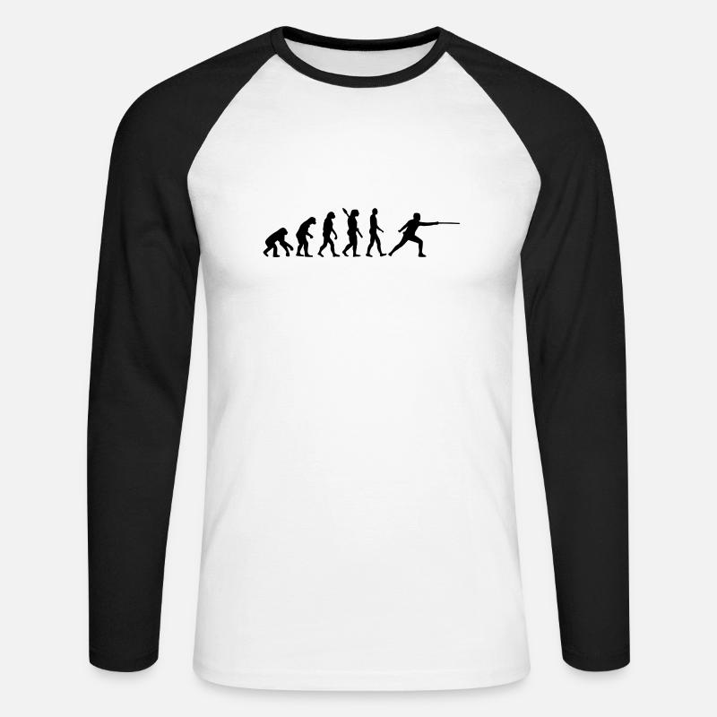 Fechten - Unisex Baseballshirt langarm - Weiß/Schwarz