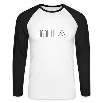 Name Mila Modern Black - Unisex Long Sleeve Baseball T-Shirt - white/black - Front - Nik (191cm)