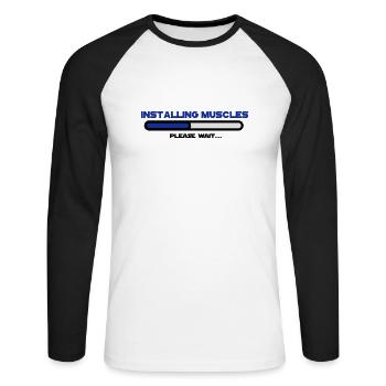 installing muscles 2 - T-shirt baseball manches longues Homme - blanc/noir - Devant - Nik (191cm)