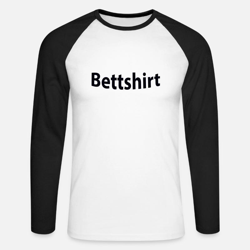 Bettshirt - Unisex Baseballshirt langarm - Weiß/Schwarz
