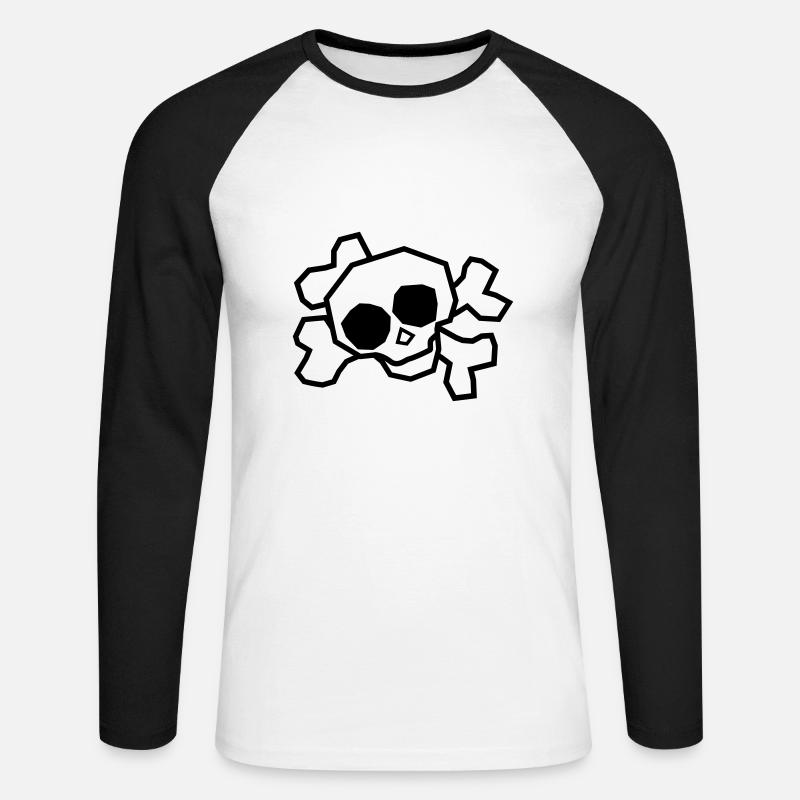 skull Schädel Totenkopf - Unisex Baseballshirt langarm - Weiß/Schwarz