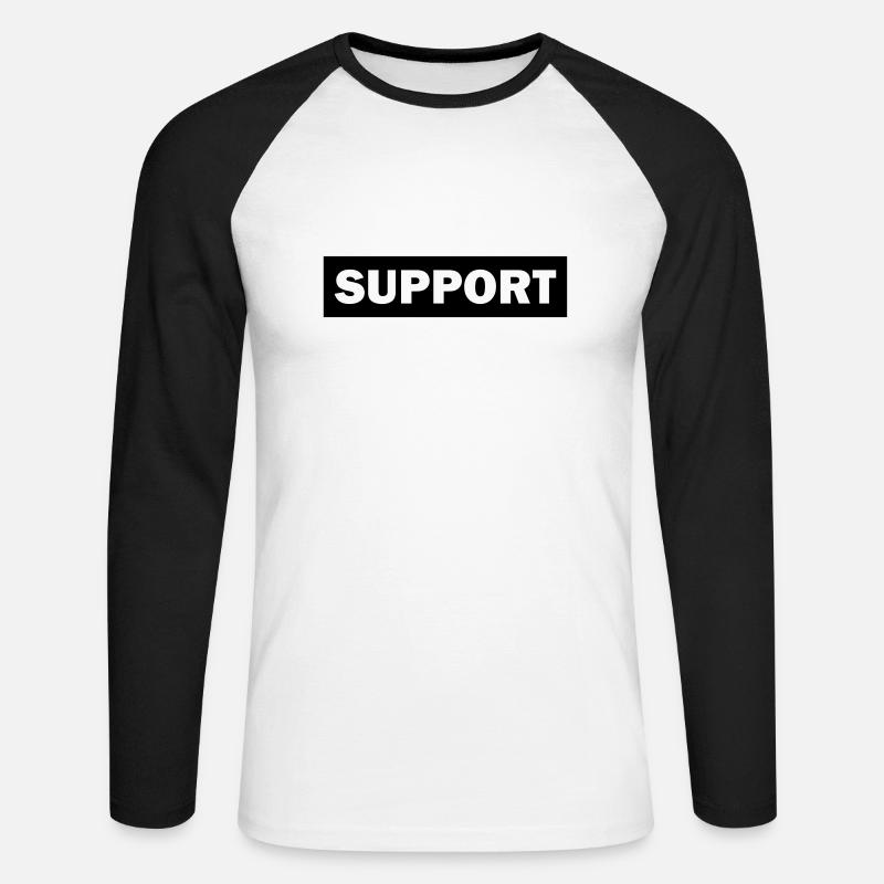 support - Unisex Baseballshirt langarm - Weiß/Schwarz