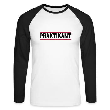 praktikant - Unisex Baseballshirt langarm - Weiß/Schwarz - Vorne - Nik (191cm)