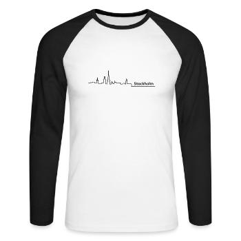stockholm skyline - Unisex Baseballshirt langarm - Weiß/Schwarz - Vorne - Nik (191cm)
