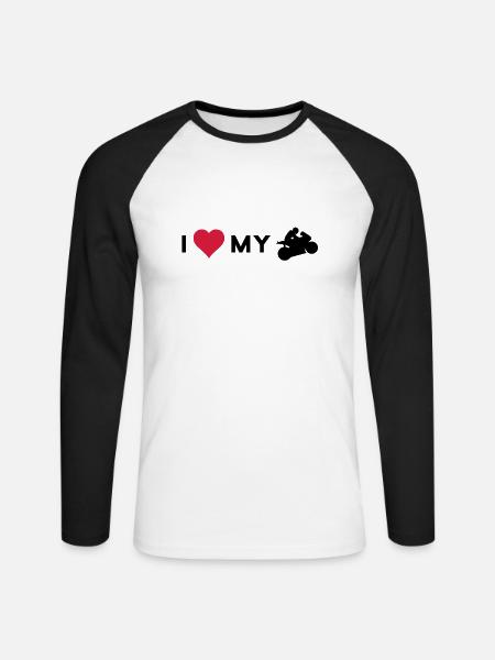 i love my motorcycle - Unisex Long Sleeve Baseball T-Shirt - white/black