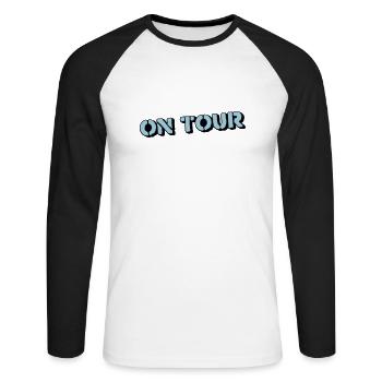 on tour - Unisex Baseballshirt langarm - Weiß/Schwarz - Vorne - Nik (191cm)